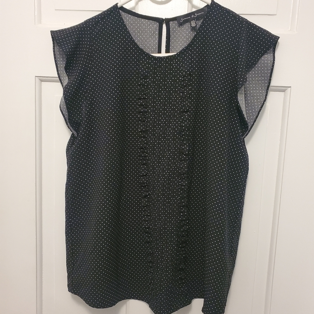 Jasmine & Juliana Black & White Polka Dot Blouse Size Medium